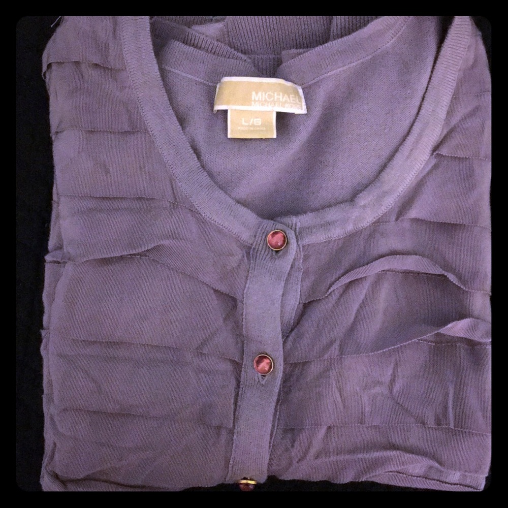 Michael Kors Lilac ruffle and gem cardigan